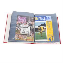 Comprehensive collection of approximately one-hundred and seventy Scarborough FC football programmes for the 1993/94, 1994/95 and 1995/96 seasons, all filed within six dedicated Scarborough FC red Home and Away binders