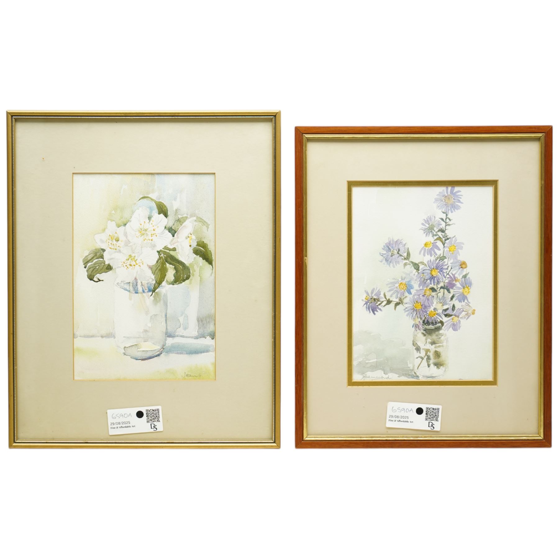 Jean Hammond (British 20th century): Still Life of Flowers in Vases, set four watercolours signed max 24cm x 33cm (4)