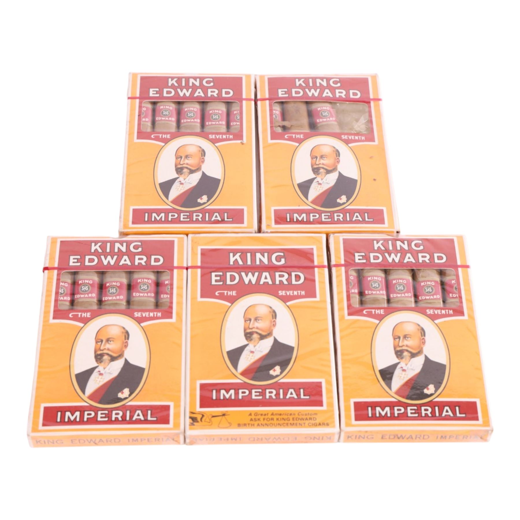 King Edward Imperial cigars, five packs sealed
