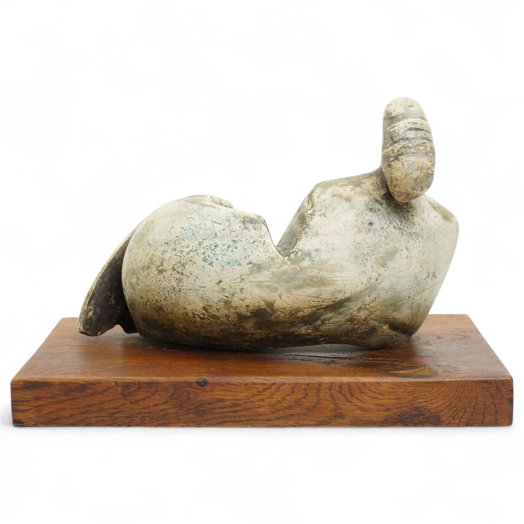 After Henry Moore (British 1898-1986): 'Reclining Figure Curved', terracotta maquette sculpture, base marked with affixed catalogue label inscribed 'Reclining Figure: Curved: 1976 Archive 0070930', W25cm H16cm