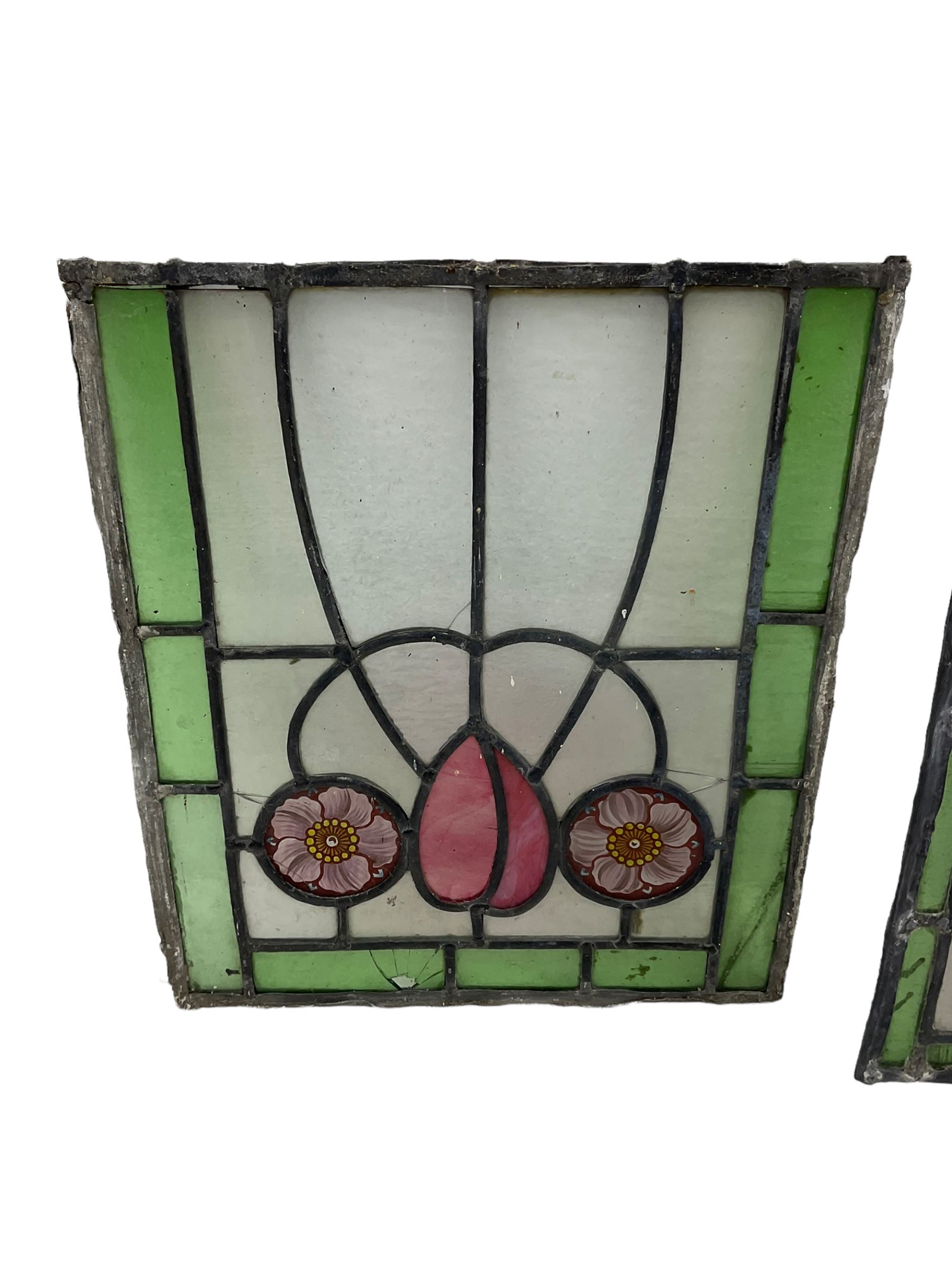 Three stained and leaded glass windows panels Collectors & Clearance