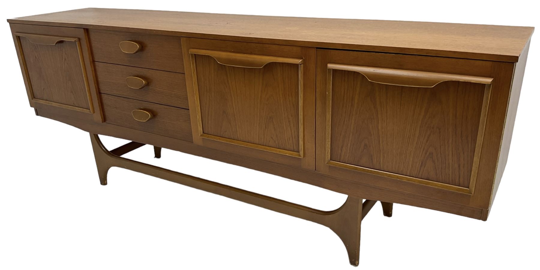 Stateroom by Stonehill - mid-20th century teak sideboard, fitted with single cupboard, double cupboard and three drawers