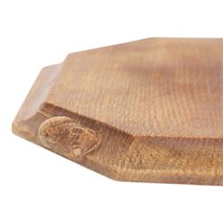 Mouseman - oak breadboard, canted rectangular form with moulded edge, carved with mouse signature, by the workshop of Robert Thompson, Kilburn