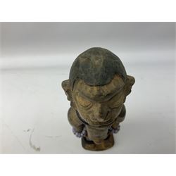 Early 20th century West African Yoruba family wooden figure of Orisha Oko, the god of farming/agriculture, carved from the solid, bears manuscript label of provenance verso H26.5cm