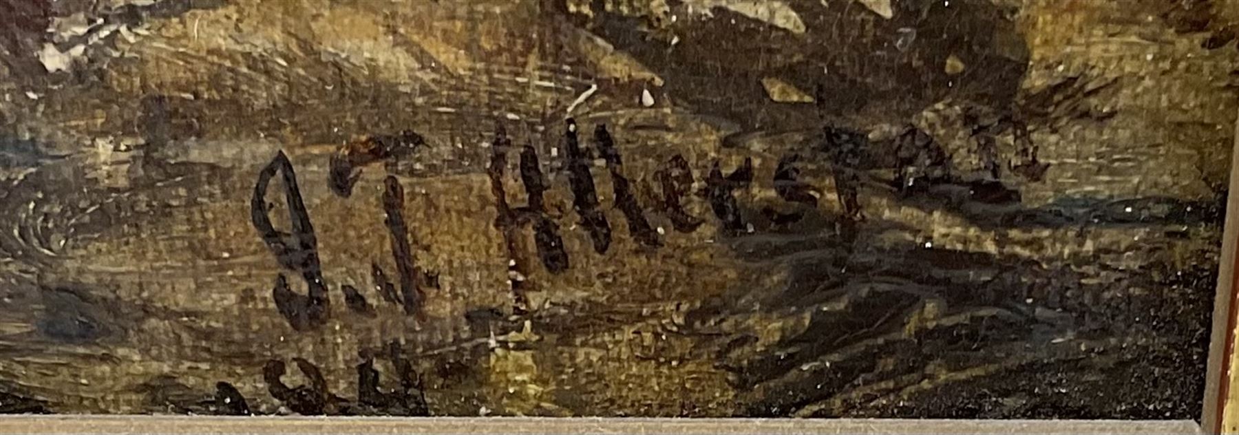 John Taylor Allerston (British 1828-1914): Beached Steam/Sail Vessel at Flamborough, oil on canvas signed and dated 189?, 26cm x 37cm