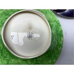 Wedgwood Susie Cooper Panorama pattern charger, Susie Cooper Burslem pottery charger, two Maling plates to include example decorated with a windmill, together with Maling dish decorated with flowers