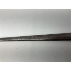 French Model 1874 epee/gras bayonet the 52cm steel piped back blade inscribed St. Etienne Febr 1876, in original scabbard, both numbered 87139, L66cm overall