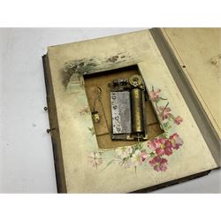 Victorian leather bound musical photo album, together with another victorian photo album, with photographs 