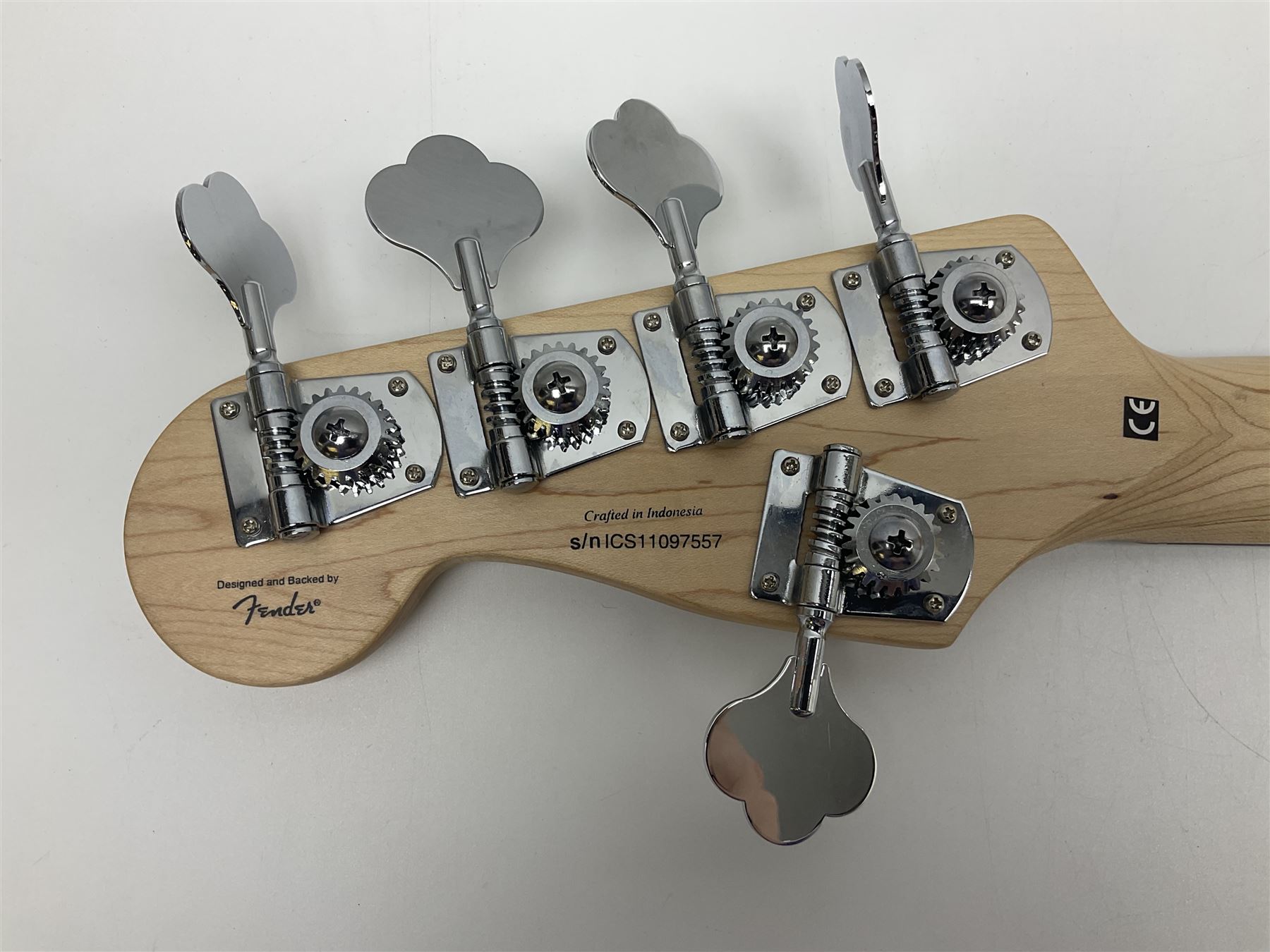 Fender Squier five-string jazz bass guitar; natural finish with Duncan Designed pick-ups; serial no.ICS11097557; L118cm