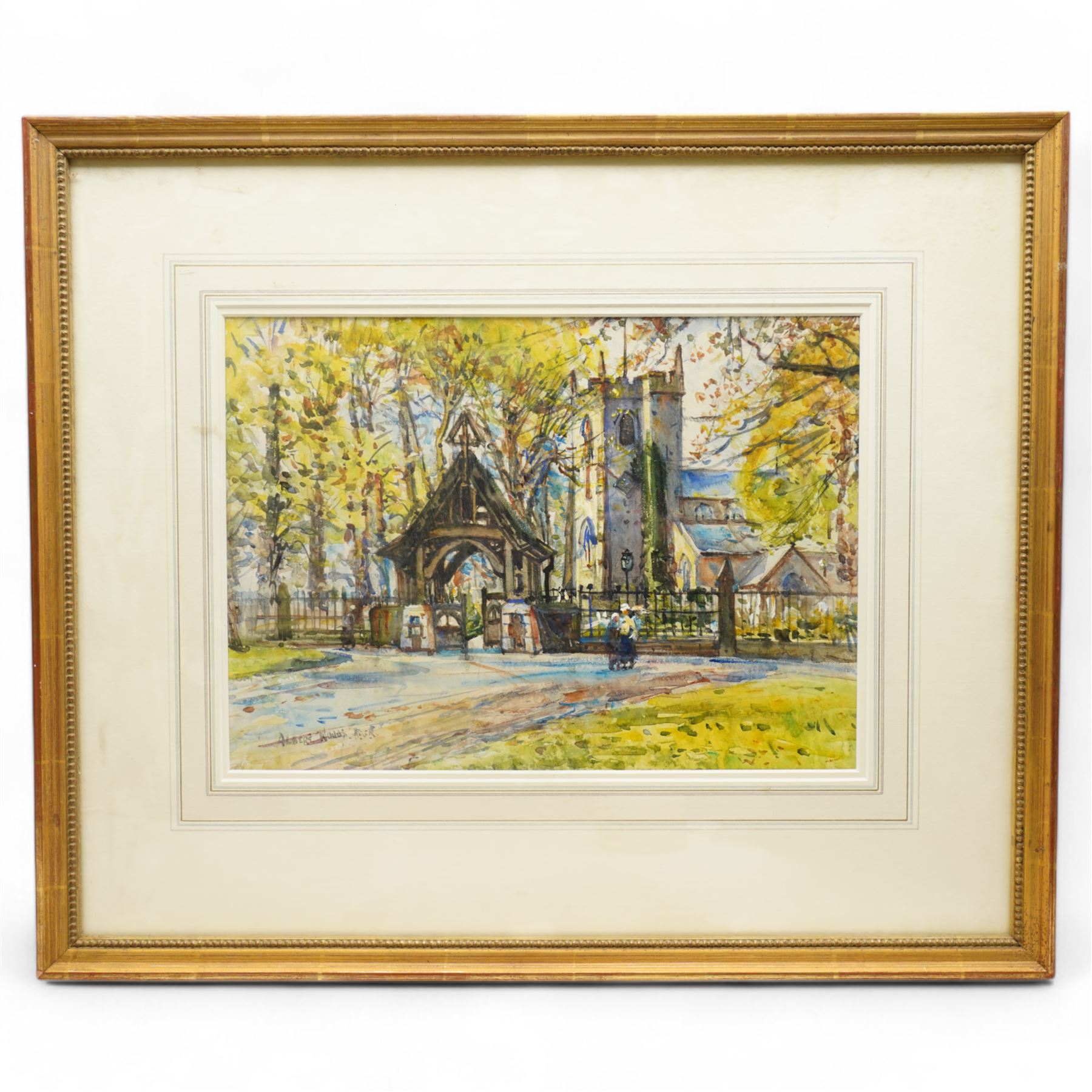 Albert Woods (British 1871-1944): 'St Mary's Church - Penwortham Lancashire', watercolour signed 29cm x 40cm