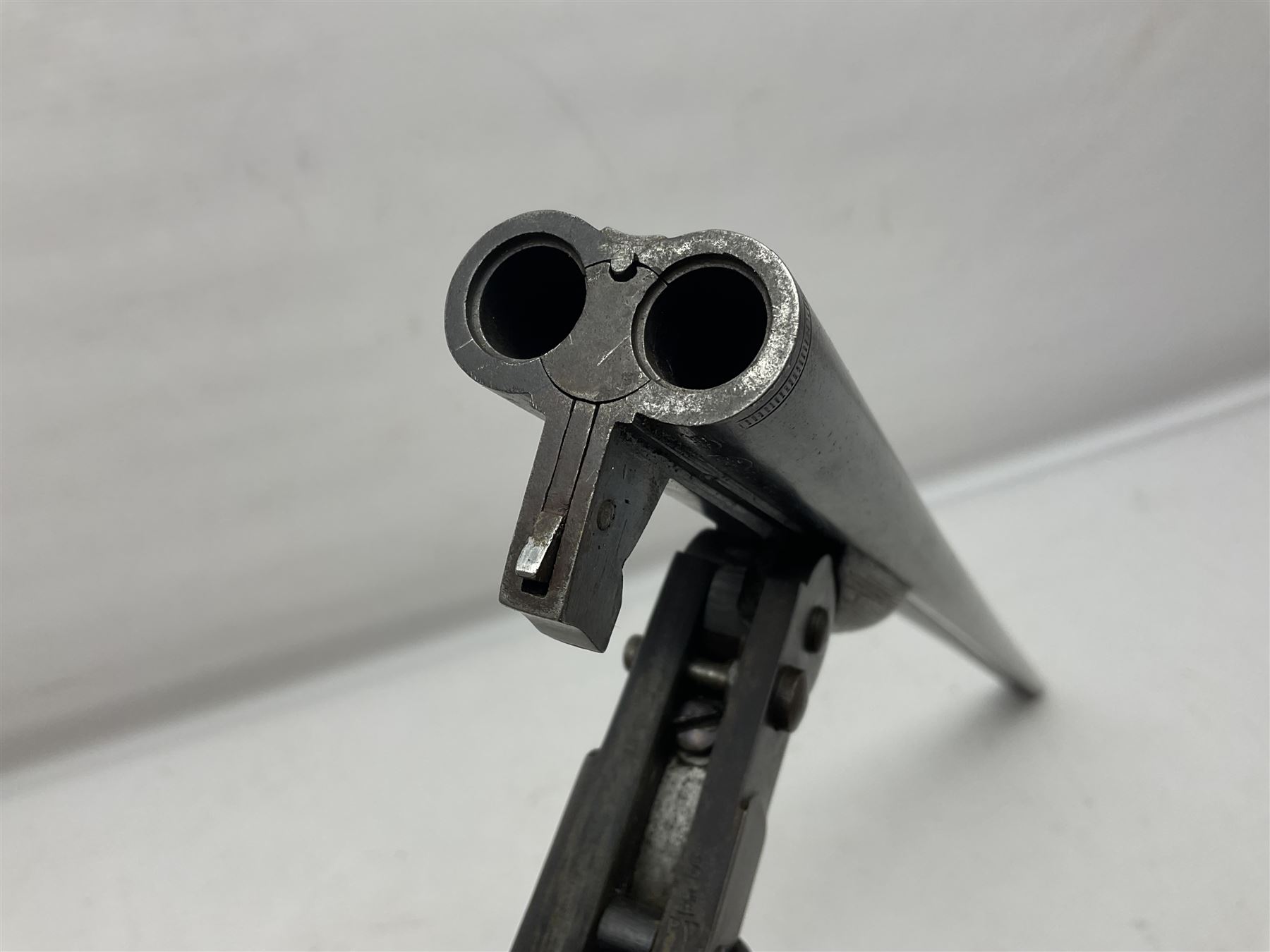 RFD ONLY AS ONE BARREL OUT-OF-PROOF -  – Belgian .410 folding side-by-side double barrel hammer shotgun with 66cm(26