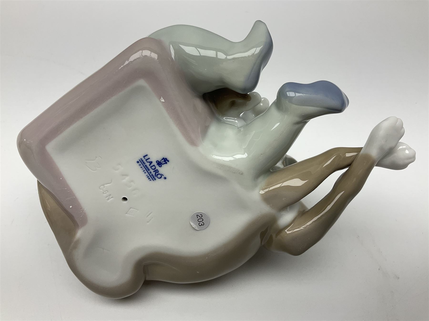 Pair of Lladro figures comprising 'Mis Amigos' model no 5456, and 'Bashful Bather' model no 5455, both with boxes