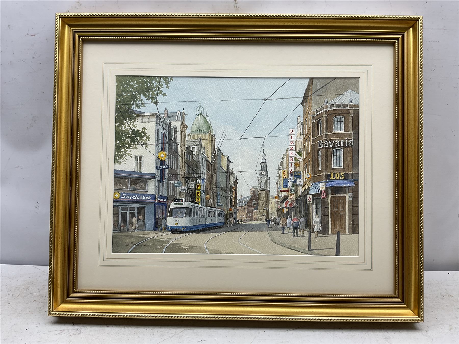 Don Micklethwaite (British 1936-): The Munttoren - Amsterdam, watercolour signed 34cm x 47cm
