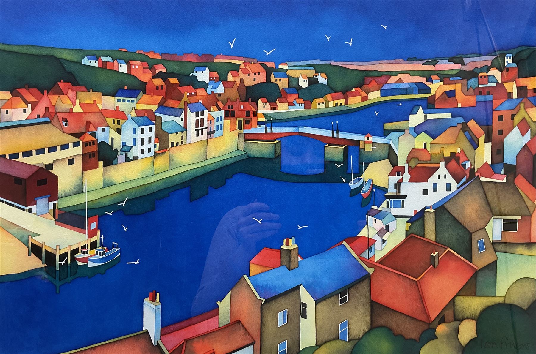 Ian Fryers (British 1946-): Whitby from Khyber Pass, watercolour signed 40cm x 60cm