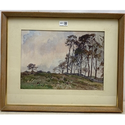 Fred Lawson (British 1888-1968): Windswept Trees, watercolour signed and dated 1962, 27cm x 38cm