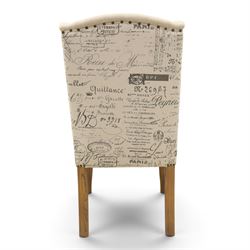 Set of six contemporary button back wingback dining chairs