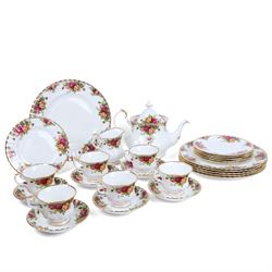 Royal Albert Old Country Roses part tea and dinner service, including teapot, milk jug, si...