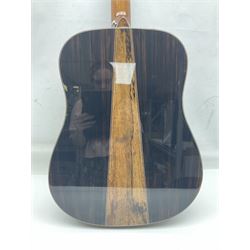 Tanglewood Dreadnought spruce and java wood acoustic guitar the three-piece back with mango spalted wood insert; in Faith hard carrying case; serial no.201147017 L103cm