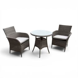 LG Outdoor - rattan bistro set, comprising two armchairs and table with tempered glass top