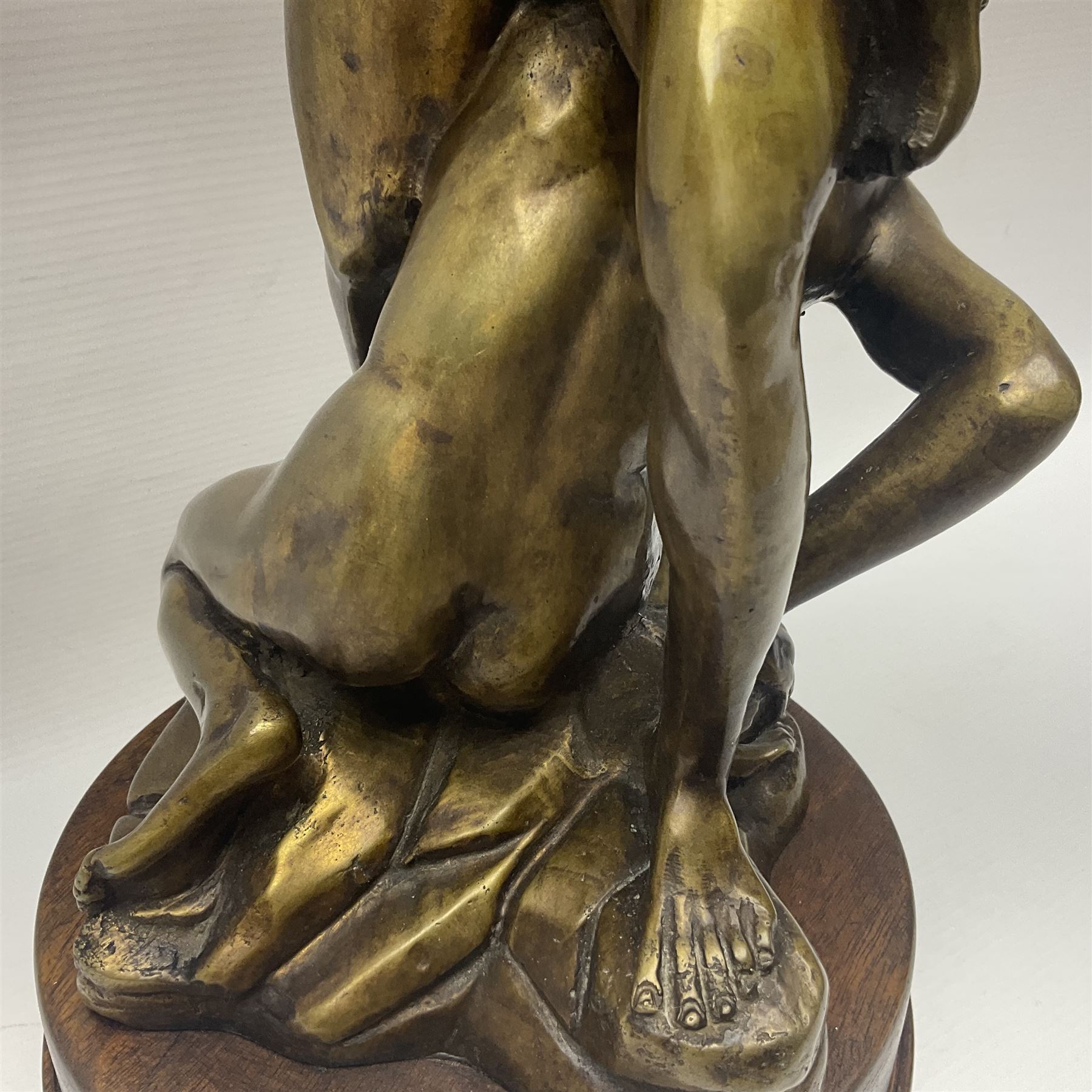 After Giambologna: Abduction of a Sabine Woman, bronze figure, on circular wooden base, H68cm