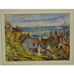  Rowland Henry Hill (Staithes Group 1873-1952): 'Old Cottages Runswick Bay', watercolour signed and dated 1928, titled verso 27cm x 37cm  DDS - Artist's resale rights may apply to this lot     