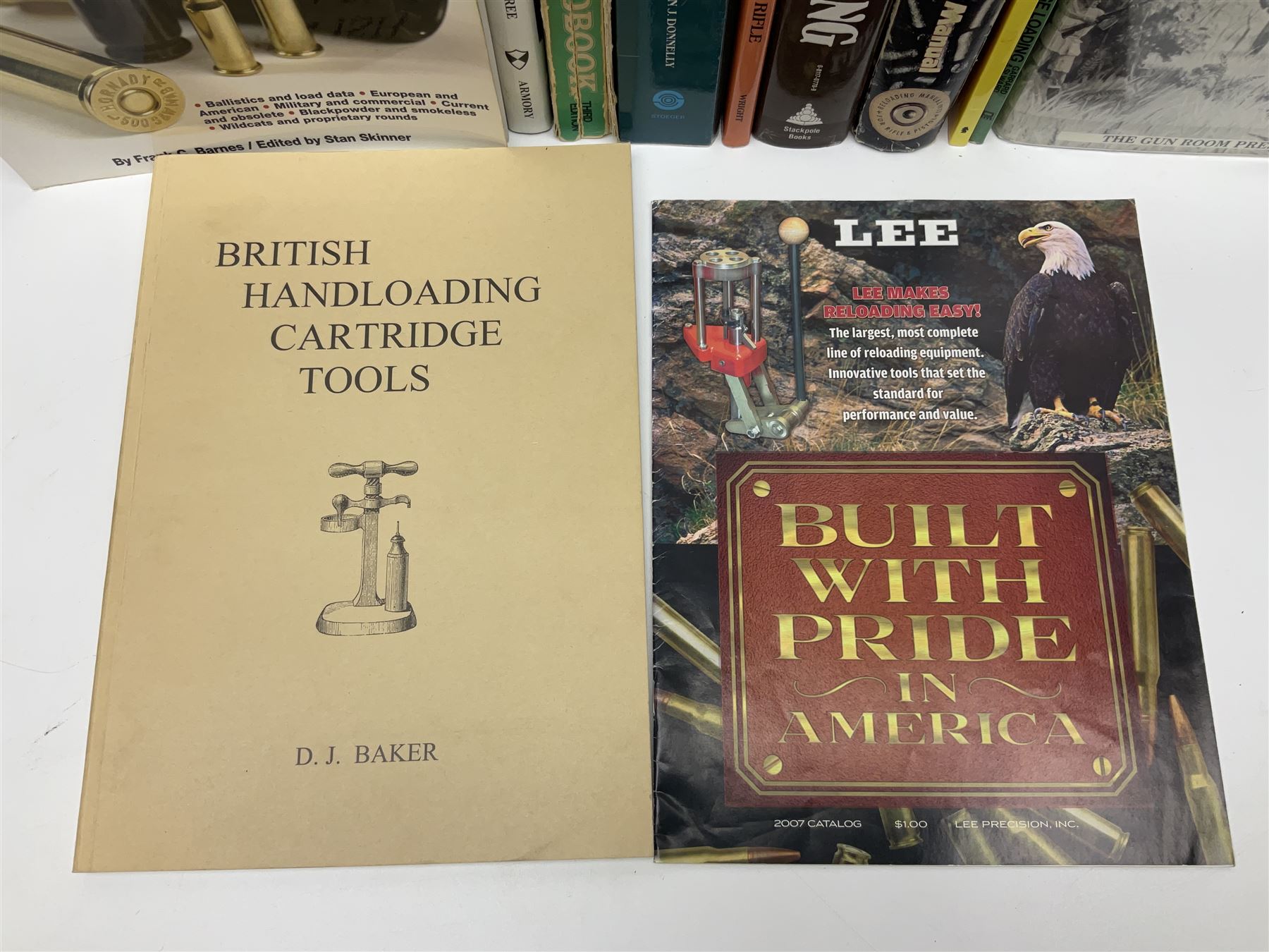 Seventeen books/pamphlets on cartridge making, ammunition, gunsmithing etc including Barnes Frank: Cartridges of the World. 2006 11th edition; Donnelly John T.: The Handloaders Manual of Cartridge Conversions. 1987; Hoyem George A.: The History and Development of Small Arms Ammunition. 2005 Volume Three; Speer Reloading Manual No.11; Baker D.J.: British Handloading Cartridge Tools. 2003. Signed by author etc