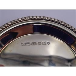 Modern silver pin tray, of circular form, with beaded edge, hallmarked Laurence R Watson & Co, Sheffield 2000, D9cm, boxed 
