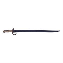 French 1866 Chassepot bayonet, with steal scabbard, overall L71cm 