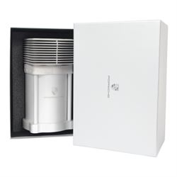 Porsche Design Mahle Cylinder wine cooler, with Porsche emblem etched to the front, boxed, H23cm 