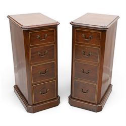 Pair of Edwardian mahogany pedestal chests, of moulded rectangular form, above four gradua...
