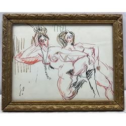 Gen Paul (French 1895-1975): Two Nudes, crayon with artist's studio stamp 24cm x 32cm