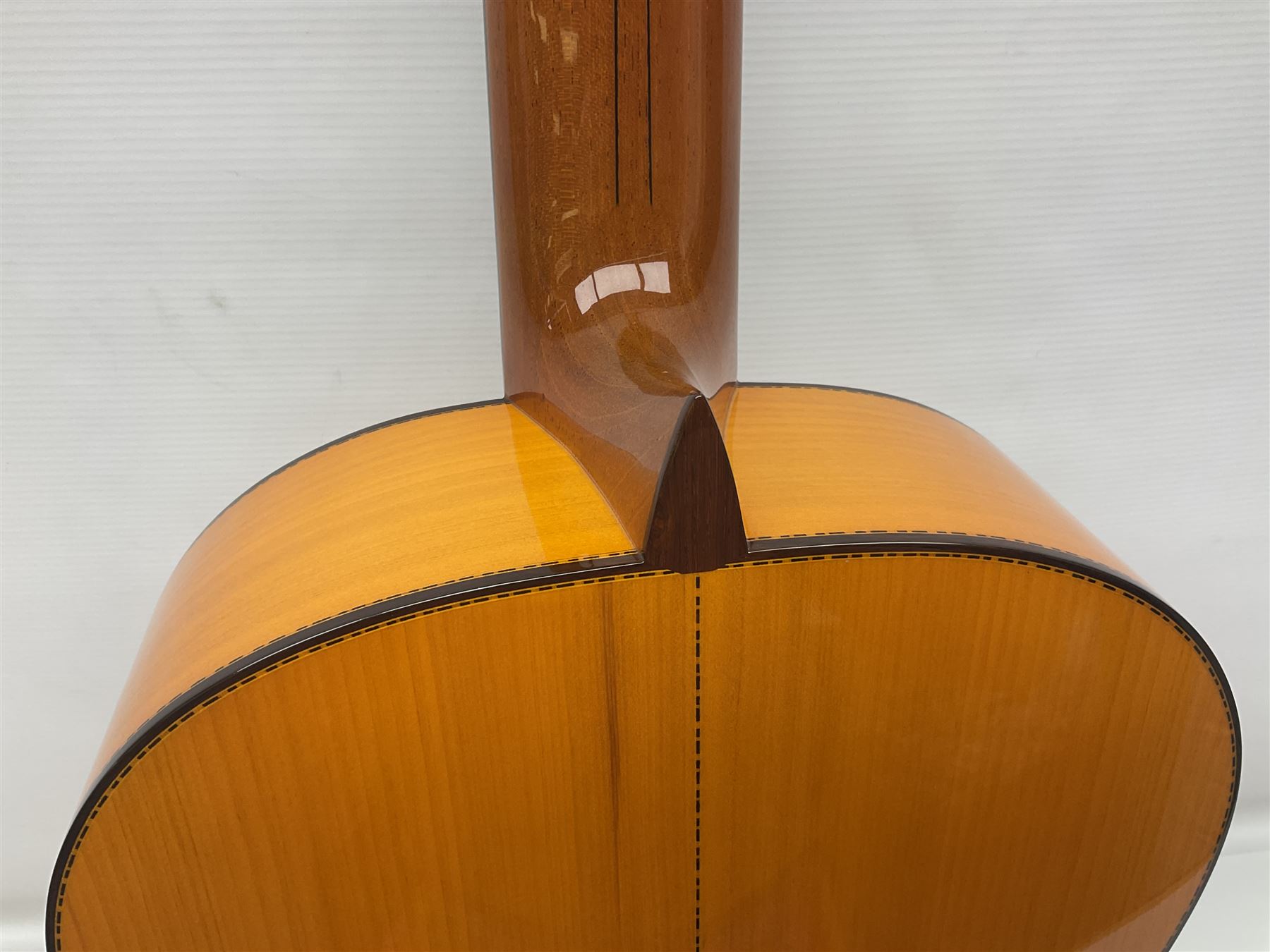 2019 A. Burguet Valencia hand made Flamenco guitar model IF-001 with spruce top and cypress wood back and sides; bears maker's label, L98cm; in original Burguet fitted hard carrying case