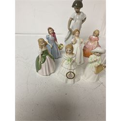 Nao figure 'How Pretty', together with seven Royal Doulton figures, including Wendy and Rose, Nao figure H22cm