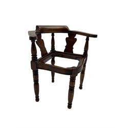 Captain Scott replica mahogany cabin chair, corner shaped with studded leather seat, with miniature prototype and paperwork