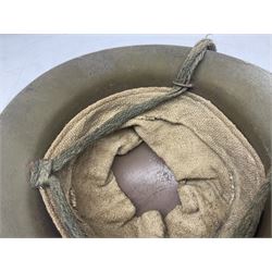 WW2 Japanese Army type 92 steel helmet with infantry star badge to centre, webbing liner and chin strap