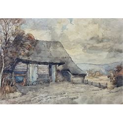 George Pennington (British 1880-1962): 'Farm Yard - Sussex', watercolour signed, titled on label verso with artist's St Ives address verso 25cm x 35cm