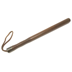 Victorian turned mahogany truncheon with brass mount 54cm 