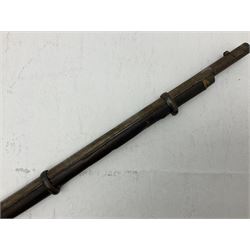 20th century Indian percussion military musket, approximately 20-bore, the 96.5cm barrel with three bands, the steel lock-plate marked 1862 Enfield, walnut full stock with brass fittings and under barrel ramrod channel L140.5cm overall