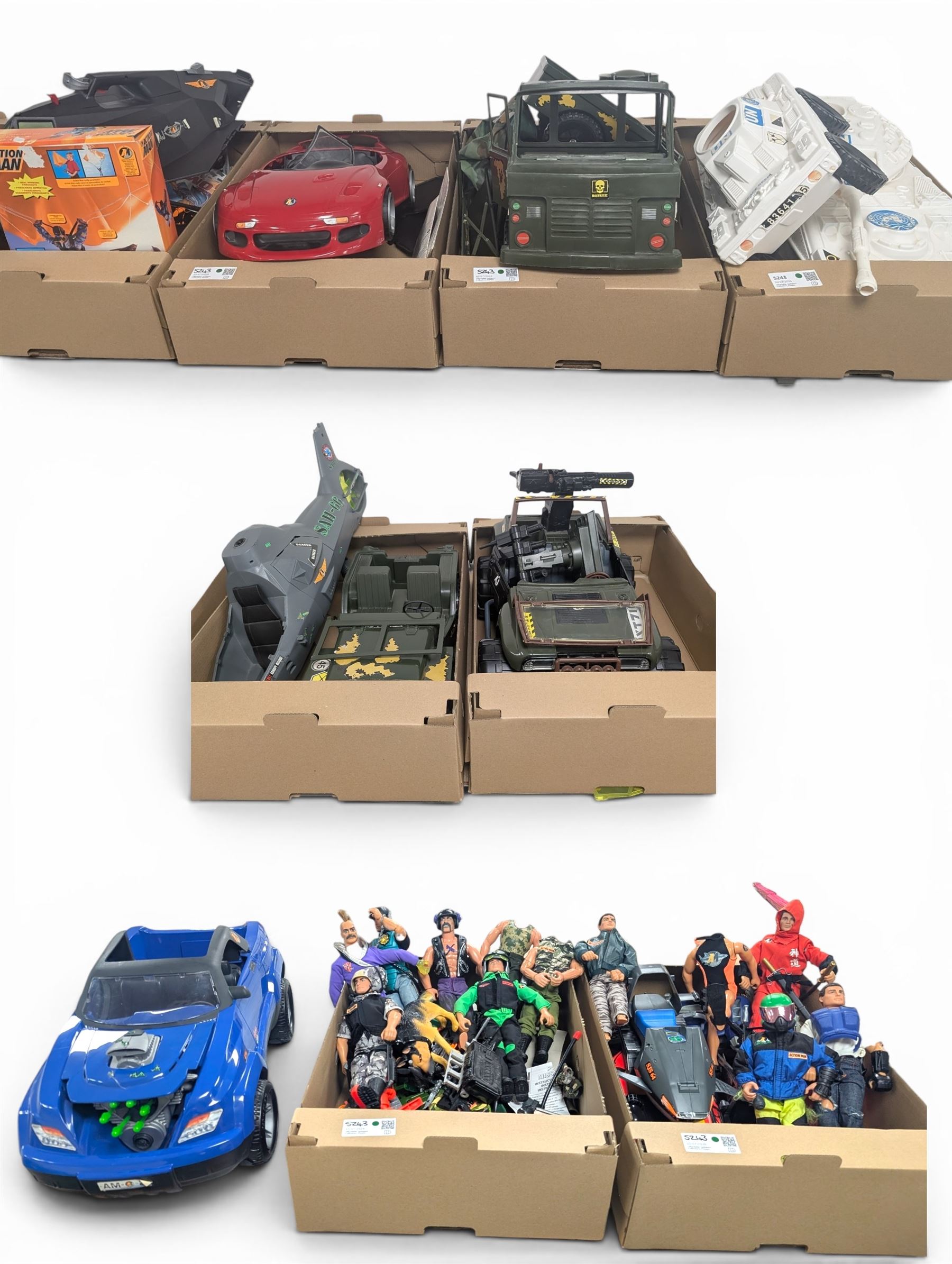 Large collection of Action Man figures, villains, vehicles and accessories, including Jet Ski, Sunny Smile tanks., Army lorry. parachute, guns, boat etc