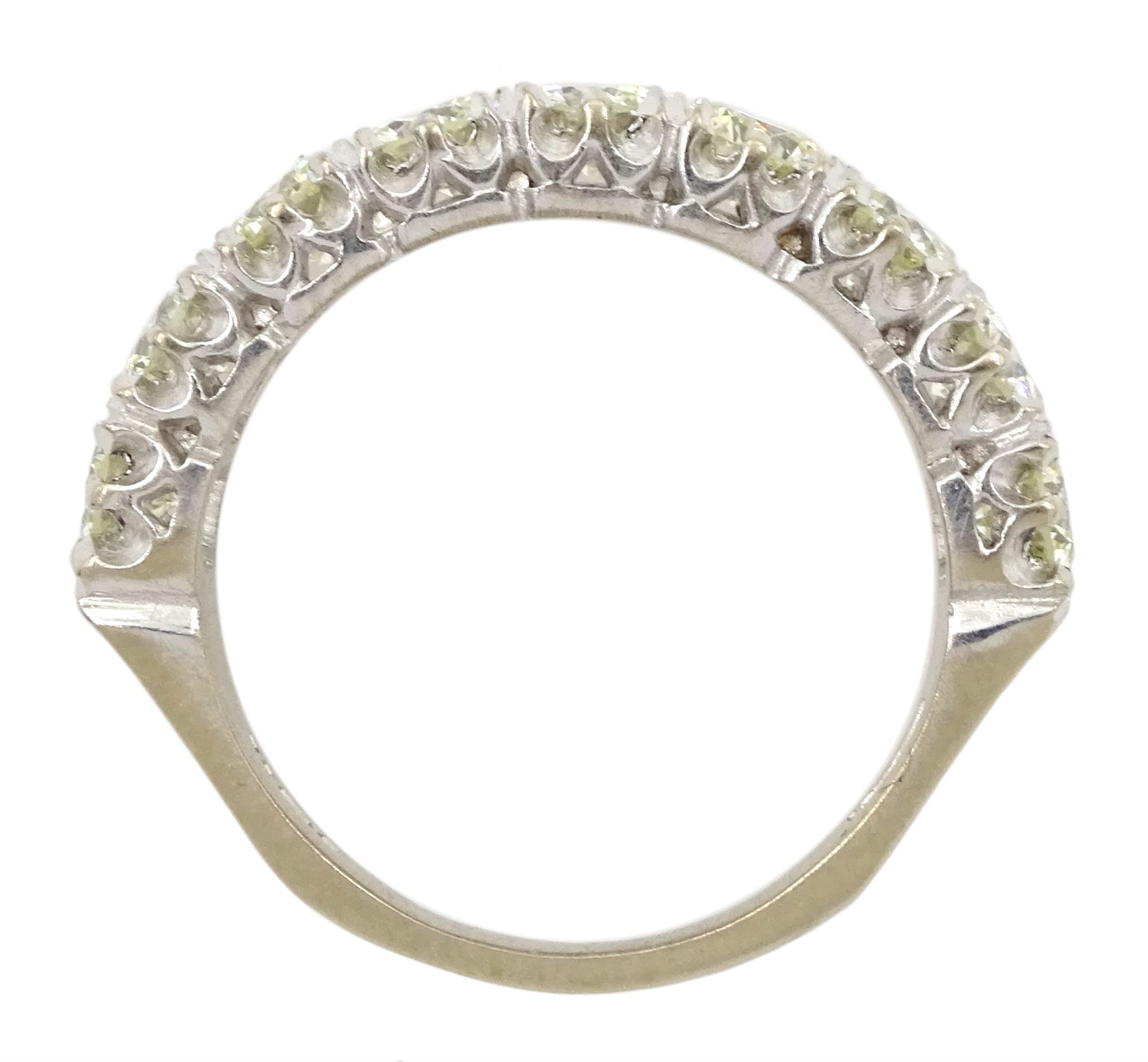 18ct white gold nine stone round brilliant cut diamond ring, London 1976, total diamond weight approx 1.50 carat