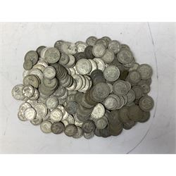 Approximately 1460 grams of pre 1947 Great British silver coins, including sixpences, shillings and two shillings 