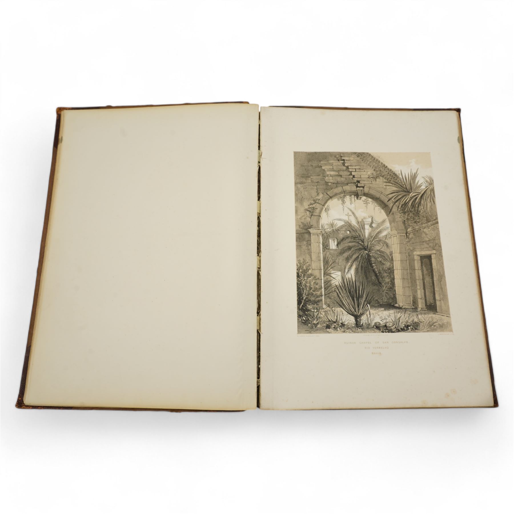 Sir William Gore Ouseley (British 1797-1866): 'Views in South America, from original drawings made in Brazil the River Plate, the Parana, &c', folio containing twenty six (26) tinted lithograph plates with lithographed titled and plan, dedication to Prince Albert with list of plates on verso, pub. London: Thomas McLean 1852, bound in oxblood leather and brown cloth
