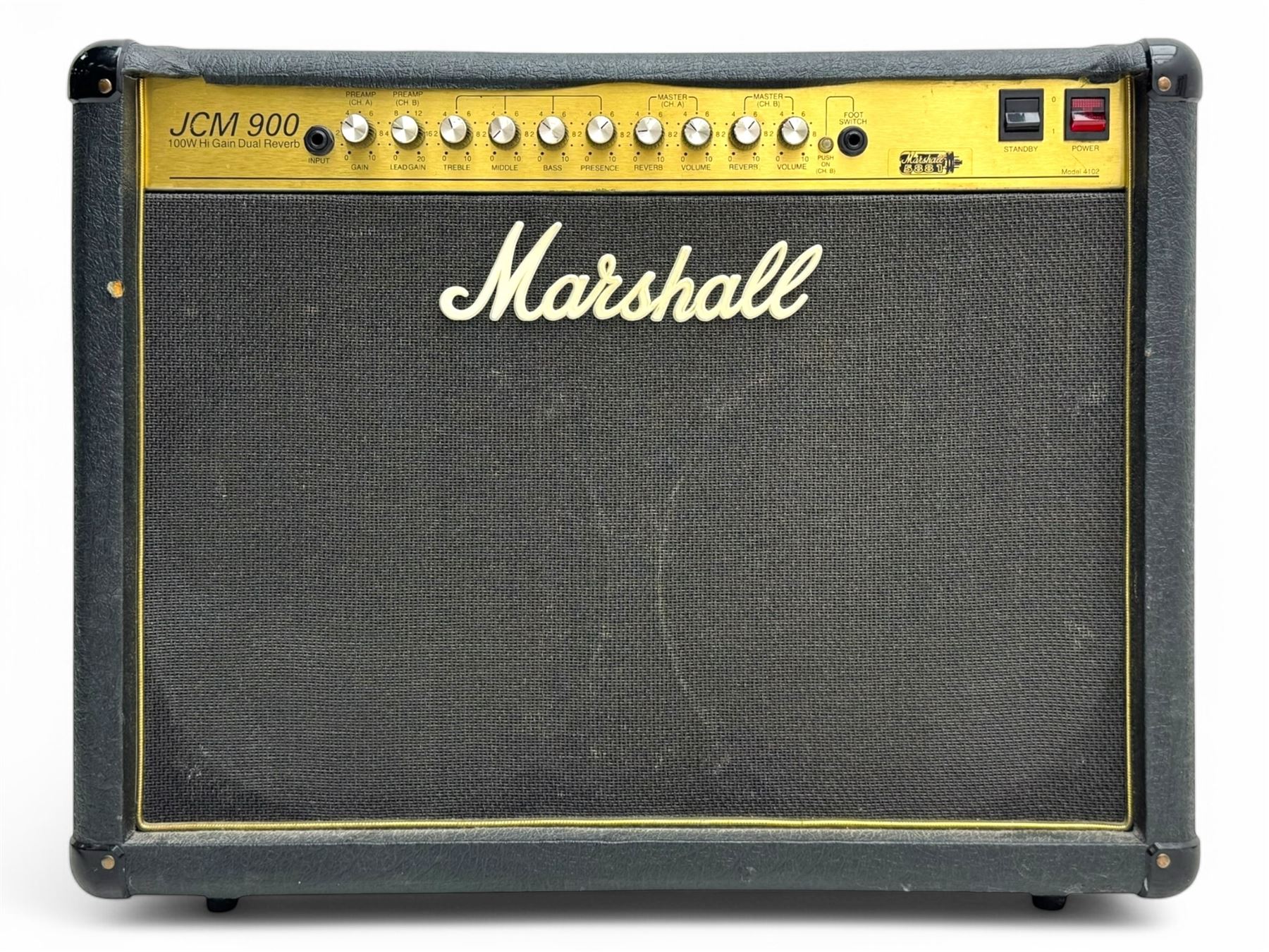 Marshall JCM 900 Model 4102 100W Hi Gain Dual Reverb guitar amplifier with Marshall pedal, amp H50cm