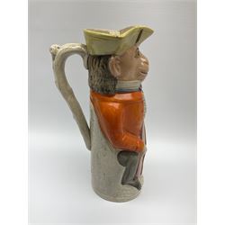 19th century Staffordshire Toby jug modelled as a monkey playing a cello H30cm. 