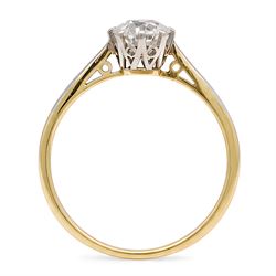 Early 20th century diamond ring, eight claw set with a single old cut diamond of approx 0.85 carat, stamped 18ct