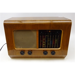  Vintage PYE valve radio in walnut case, L50cm  