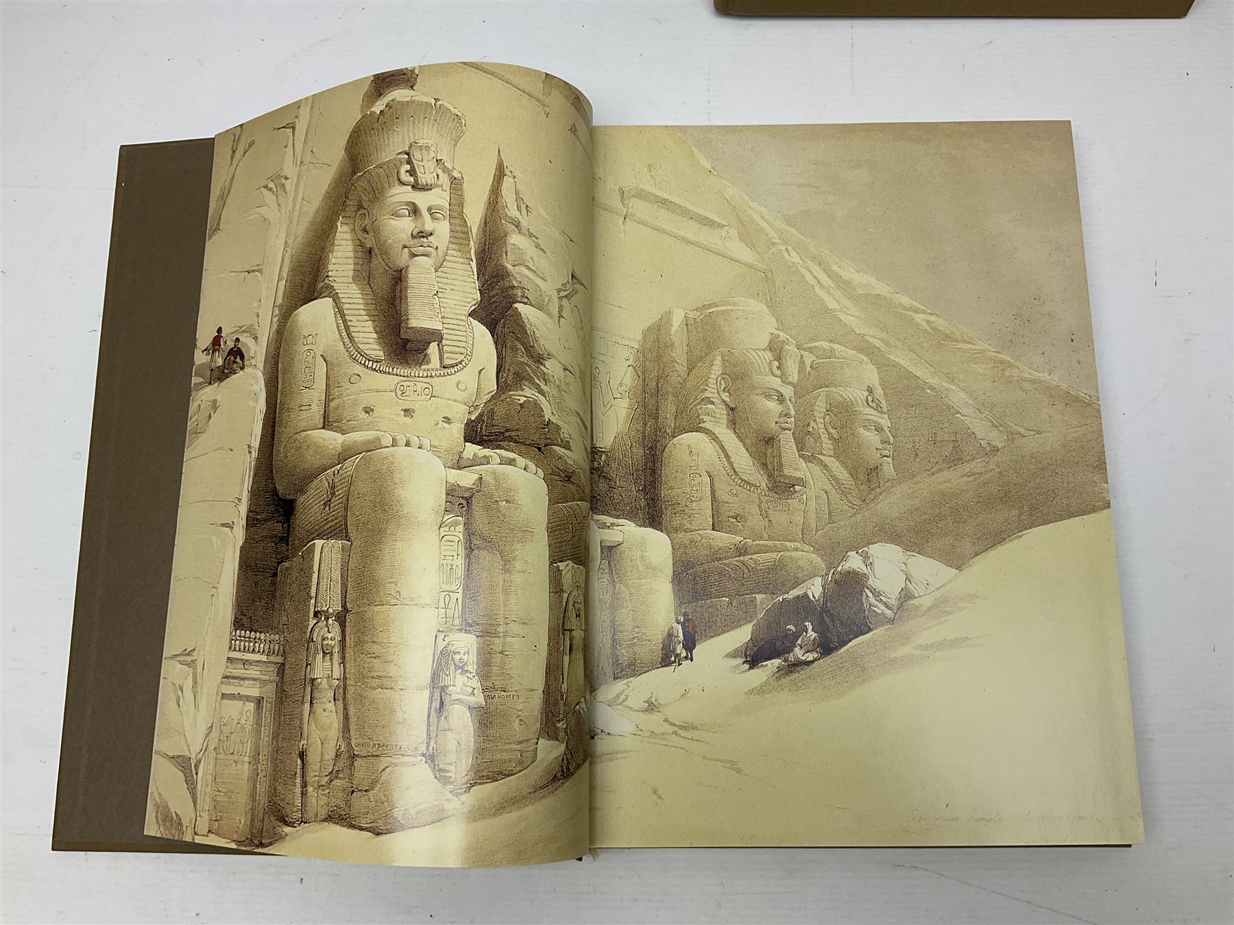 Three volumes on David Roberts in a single slip case, comprising The Life, Works and Travels of David Roberts, The Holy Land and Egypt & Nubia