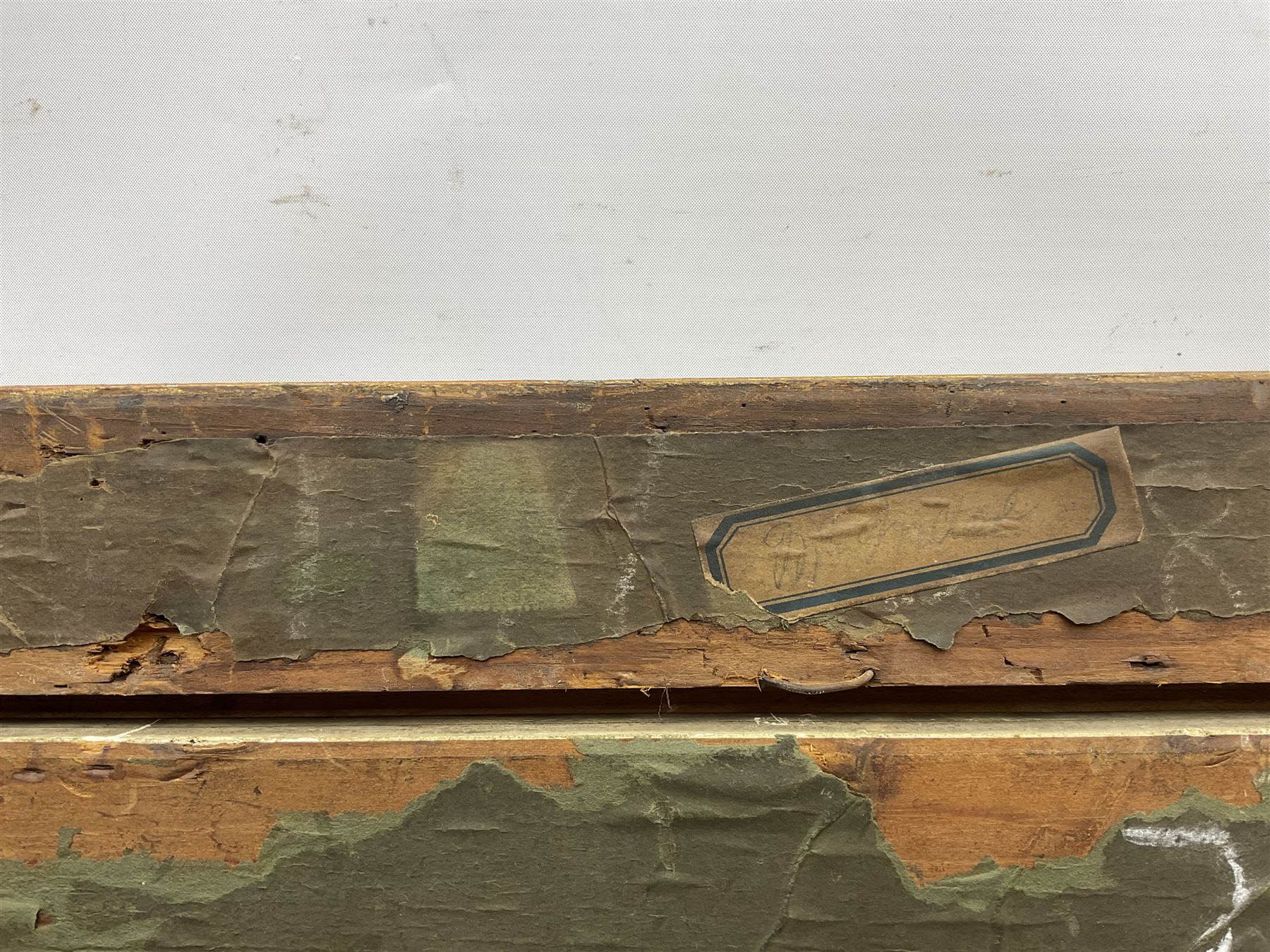 Attrib. David Jagger RP ROI (British 1891-1958): Male Nude Hanging Drapery, oil on canvas laid on board unsigned, partial original title label and with later inscriptions verso 74cm x 33cm 