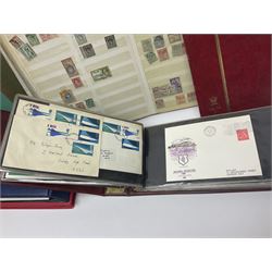 Queen Elizabeth II Great British first day covers with special postmarks and printed addresses, other covers, QEII used postage stamps, Basutoland, Southern Nigeria and other world stamps, housed in various albums, stockbooks, folders and loose, in one box