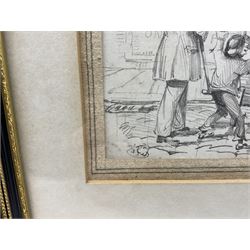 English School (Mid 19th century): Temperance Movement Cartoons, pair pencil drawings signed with indistinct monogram, possibly HF or HJ 19cm x 25cm (2)